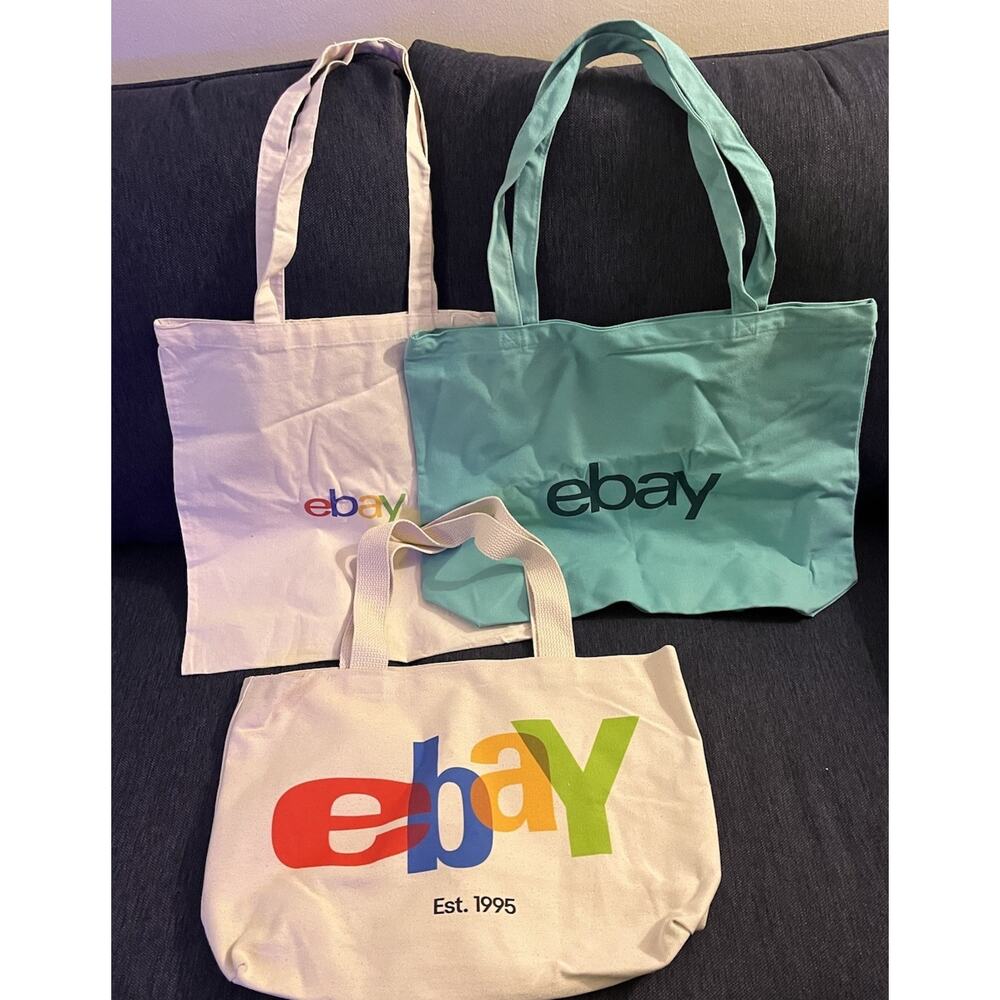 eBay Logo Canvas Tote Bag Variety Lot Of 3 Reseller Natural Green Reseller